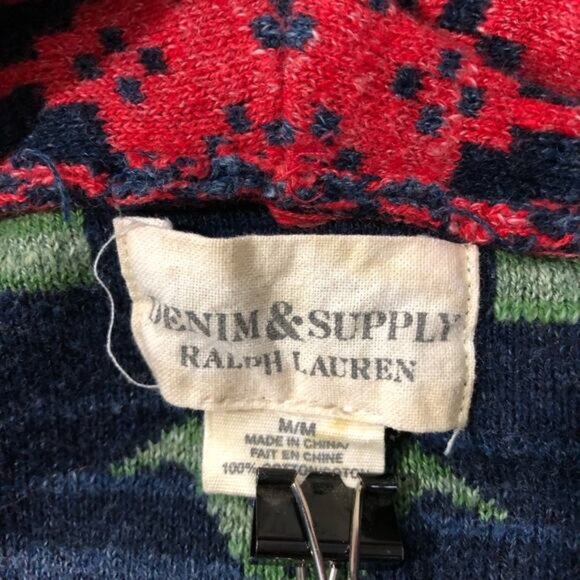 Ralph Lauren denim and supply womens M cotton Aztec print cardigan shawl collar - Picture 3 of 10